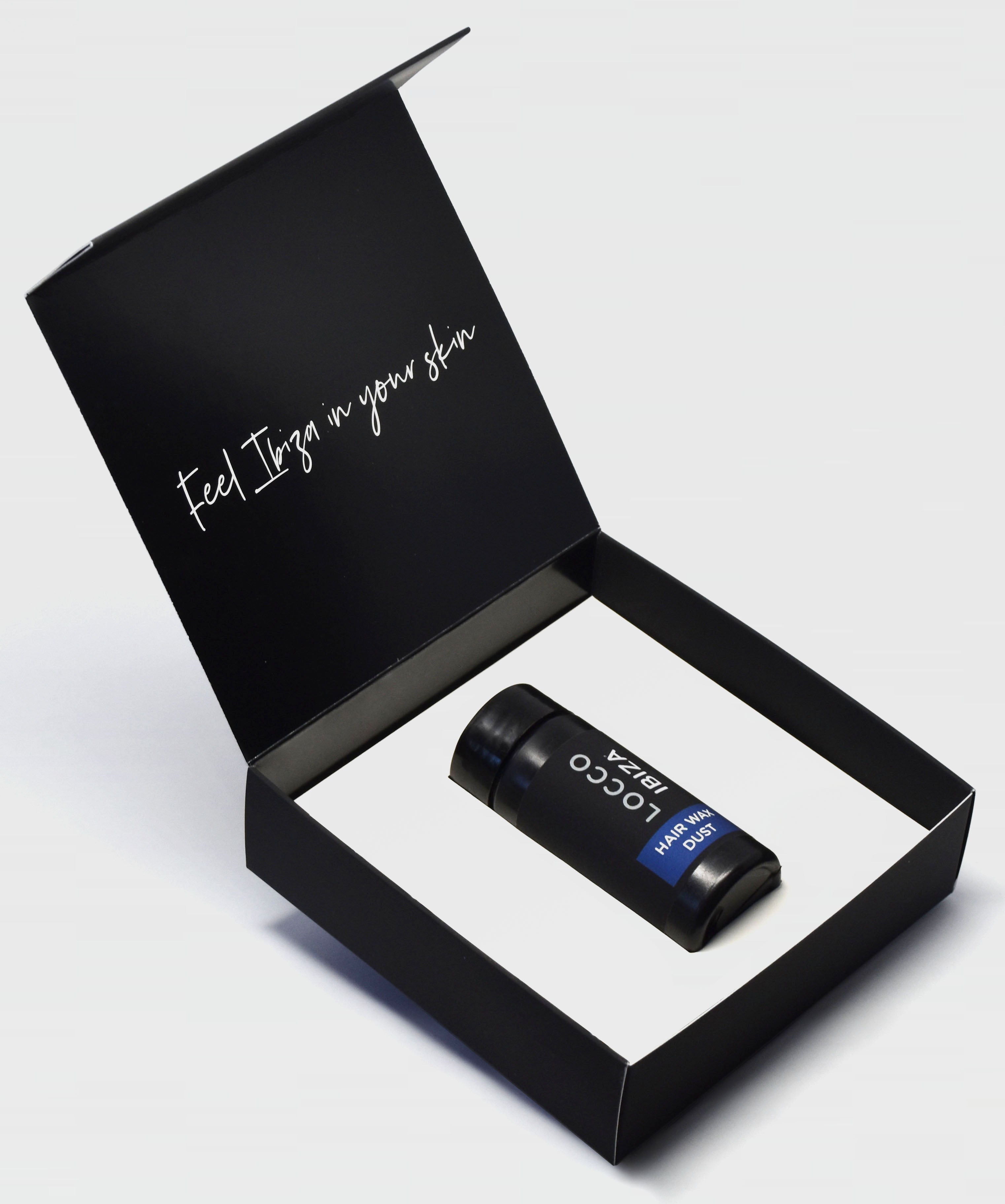 Caja Black Velvet Locco Ibiza – Packaging regalo cosmética natural de Ibiza